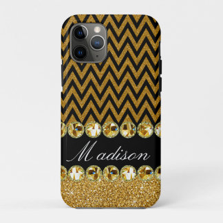 Beautiful Gold Chevron Glitter Jewels Elegant iPhone 11 Pro Case