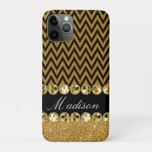 Beautiful Gold Chevron Glitter Jewels Elegant iPhone 11 Pro Case