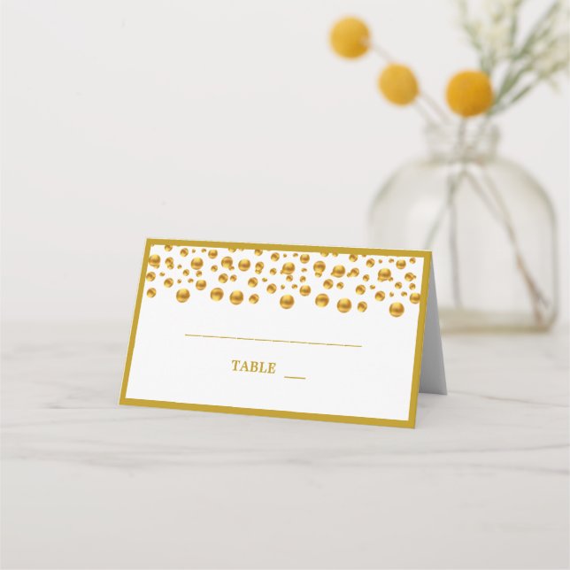 Beautiful Gold Confetti Place Card (Front)