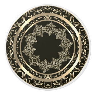 Beautiful Gold Design on Black Ceramic Knob