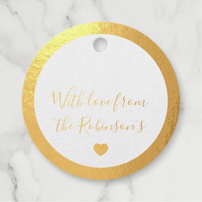 Beautiful Gold Foil Customisable Favour Tags (Front)