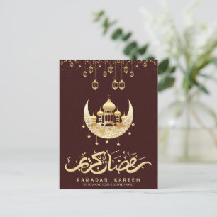 Beautiful Gold Foil Happy Ramadan Kareem Holiday Postcard