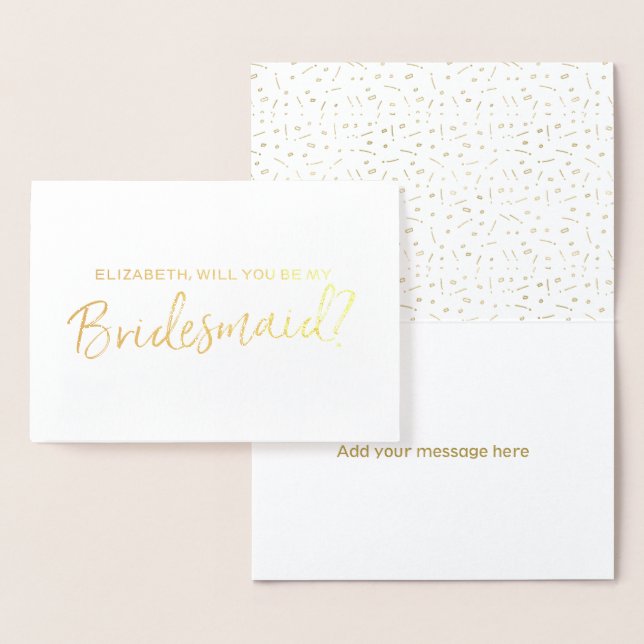 Beautiful Gold Foil Will You Be My Bridesmaid Foil Card (Display)