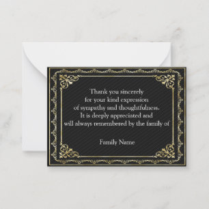 Beautiful Gold Frame After Funeral Thank You Card