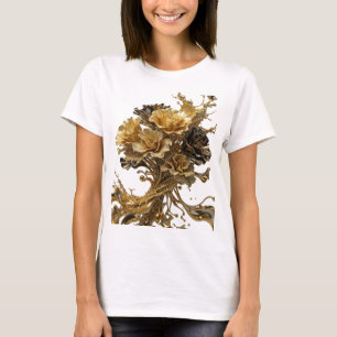 Beautiful Gold GOLDEN ROSES Artistic Motif T-Shirt