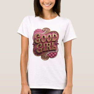 Beautiful Gold GOOD GIRL Design T-Shirt