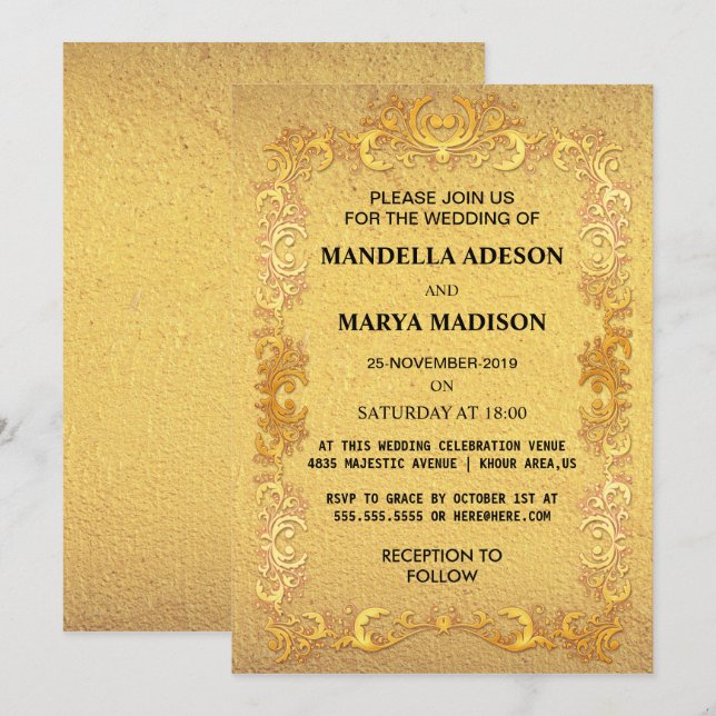 Beautiful gold invitation (Front/Back)