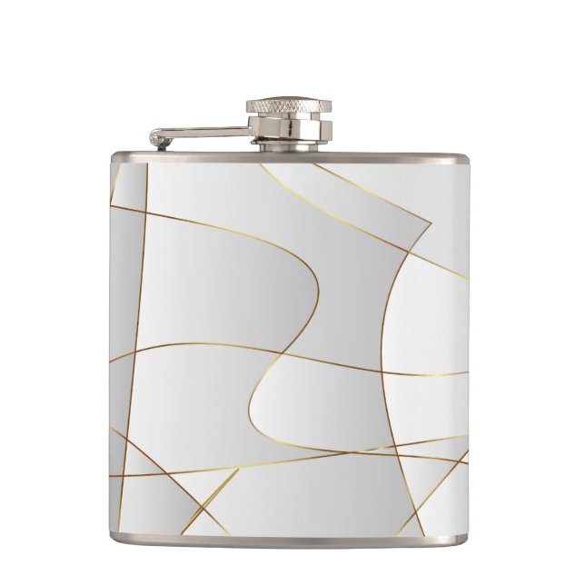 Beautiful gold lines hip flask (Front)