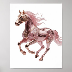 Beautiful Gold PINK GLITTERING HORSE Modern Design Poster