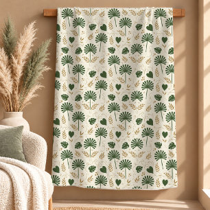 Beautiful Gold Sage Palm Leaves Blanket