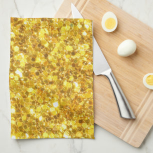 Beautiful Gold Sparkle Glitter Pattern Tea Towel