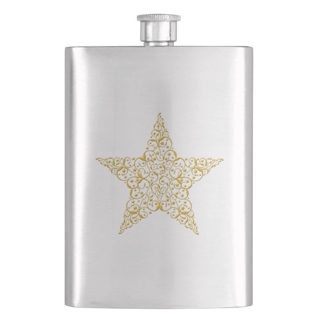Beautiful Gold Star Flask (Front)