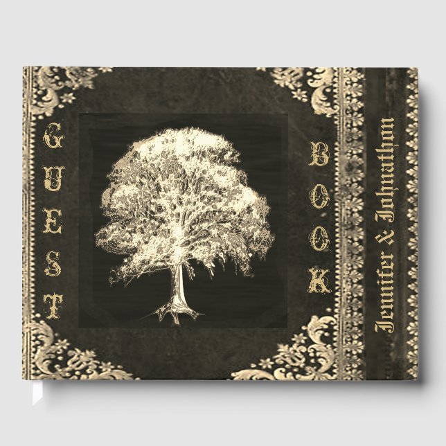 Beautiful Gold Vintage Look Guest Book (Front)