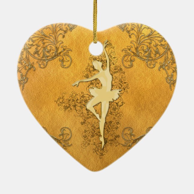 Beautiful golden ballerina ceramic tree decoration (Back)