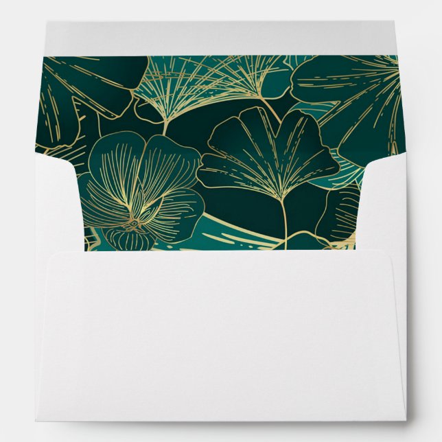 Beautiful Golden & Blue Leaves Envelope (Back (Bottom))