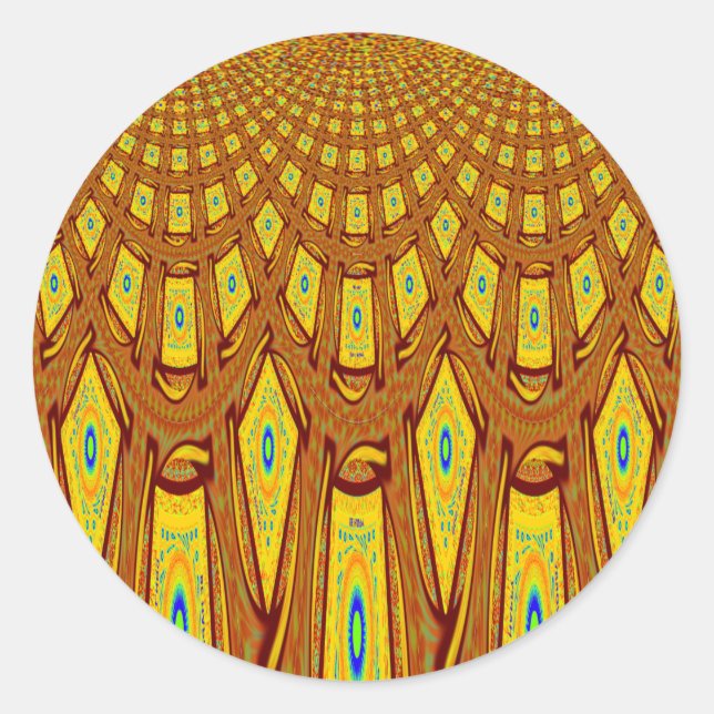 Beautiful Golden Brown African Tribal Print vector Classic Round Sticker (Front)