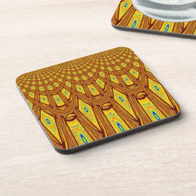 Beautiful Golden Brown African Tribal Print vector Coaster (Left Side)
