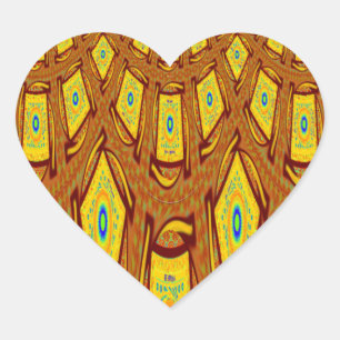 Beautiful Golden Brown African Tribal Print vector Heart Sticker