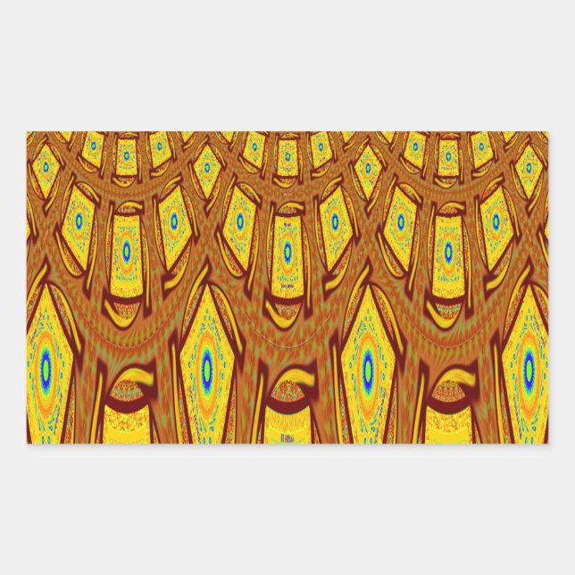 Beautiful Golden Brown African Tribal Print vector Rectangular Sticker (Front)