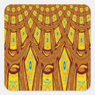 Beautiful Golden Brown African Tribal Print vector Square Sticker