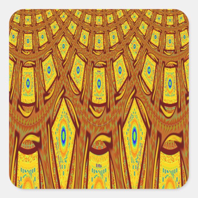 Beautiful Golden Brown African Tribal Print vector Square Sticker (Front)