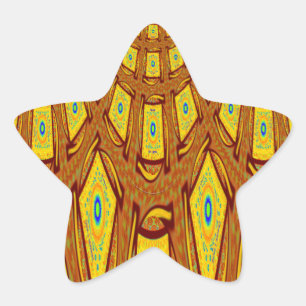Beautiful Golden Brown African Tribal Print vector Star Sticker