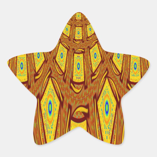 Beautiful Golden Brown African Tribal Print vector Star Sticker (Front)