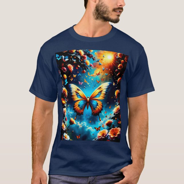 Beautiful Golden Butterfly Design T-Shirt (Front)