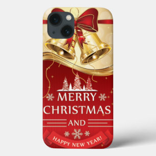 Beautiful Golden Christmas Bells with Red Bow iPhone 13 Case