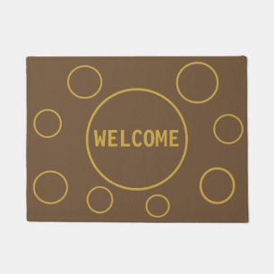 Beautiful Golden Circles on Brown Doormat