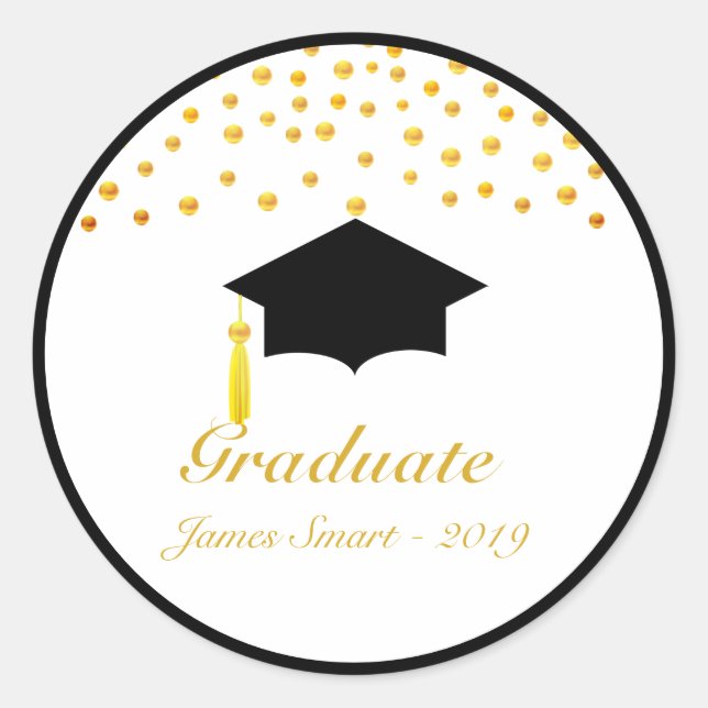 Beautiful Golden Confetti Graduate Sticker (Front)