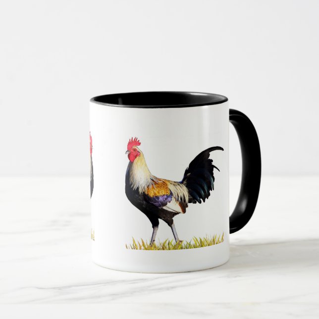 Beautiful Golden Duckwing American Gamcock Rooster Mug (Front Right)