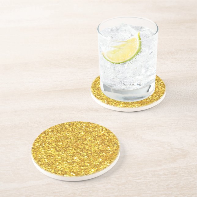 Beautiful Golden Glitter Pattern Coaster (Side)