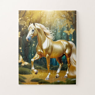 Beautiful golden horse, fantasy art jigsaw puzzle