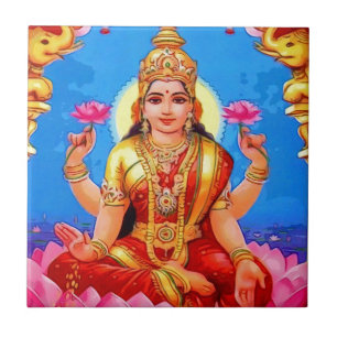 Beautiful Golden Lakshmi Diwali Goddess Tile