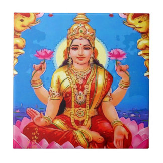 Beautiful Golden Lakshmi Diwali Goddess Tile