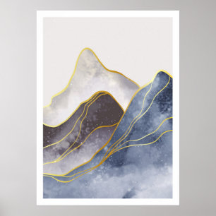  Beautiful golden line art Poster