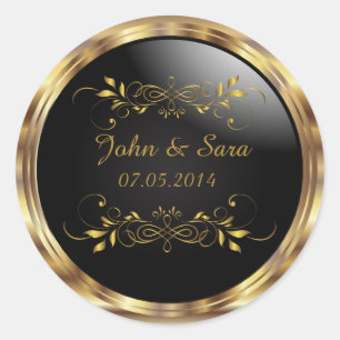 Beautiful Golden Metallic Outline Classic Round Sticker
