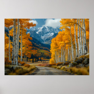 Beautiful Golden Paper Birch Forest Poster