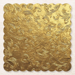 Beautiful Golden pattern Paper Coaster