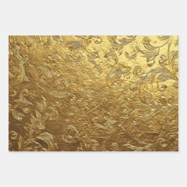 Beautiful Golden pattern Wrapping Paper Sheet (Front)