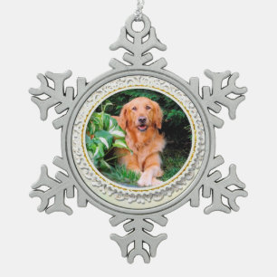 Beautiful Golden Retriever Christmas Ornament Snow