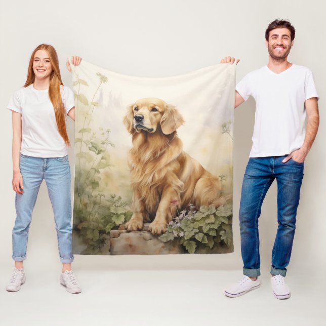 Beautiful Golden Retriever Fleece Blanket (In Situ)
