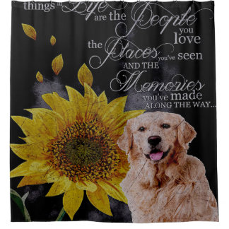 beautiful Golden Retriever flower Shower Curtain
