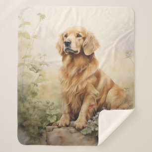 Beautiful Golden Retriever Sherpa Blanket
