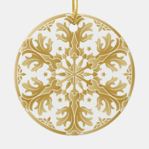 Beautiful Golden Snowflake Circle Ornament