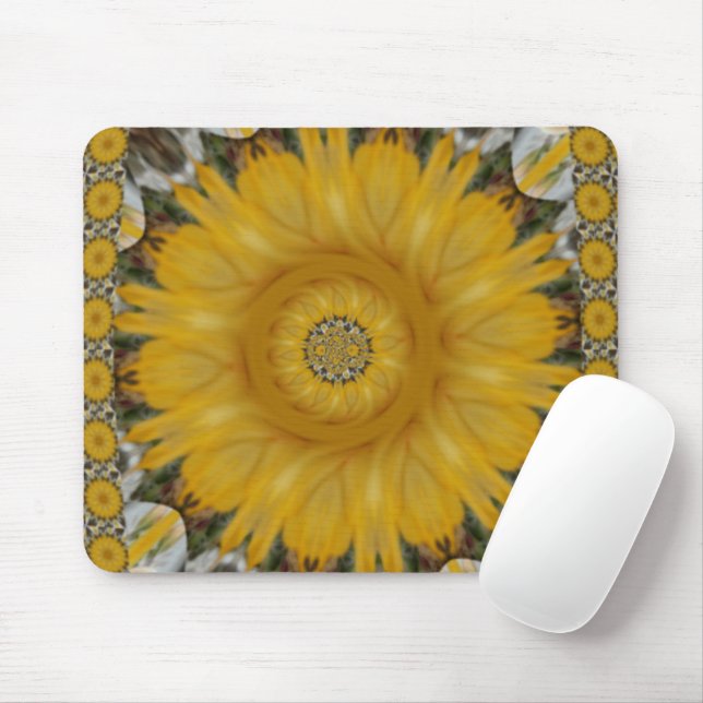 Beautiful Golden Sun Flower Bright Design Mouse Mat (With Mouse)