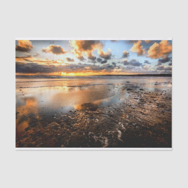 Beautiful Golden Sunset Beach Tissue Paper (Front)