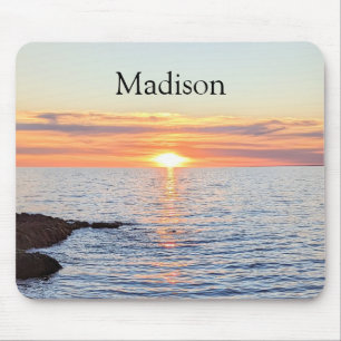 Beautiful Golden Sunset Custom Name Mouse Mat