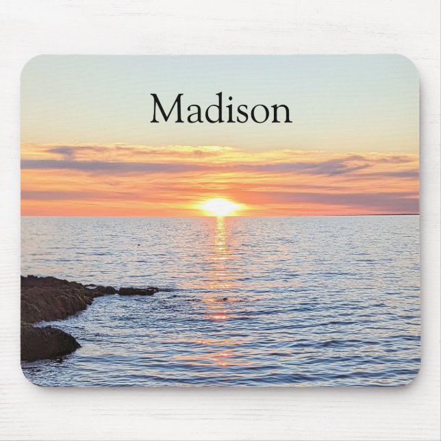 Beautiful Golden Sunset Custom Name Mouse Mat (Front)